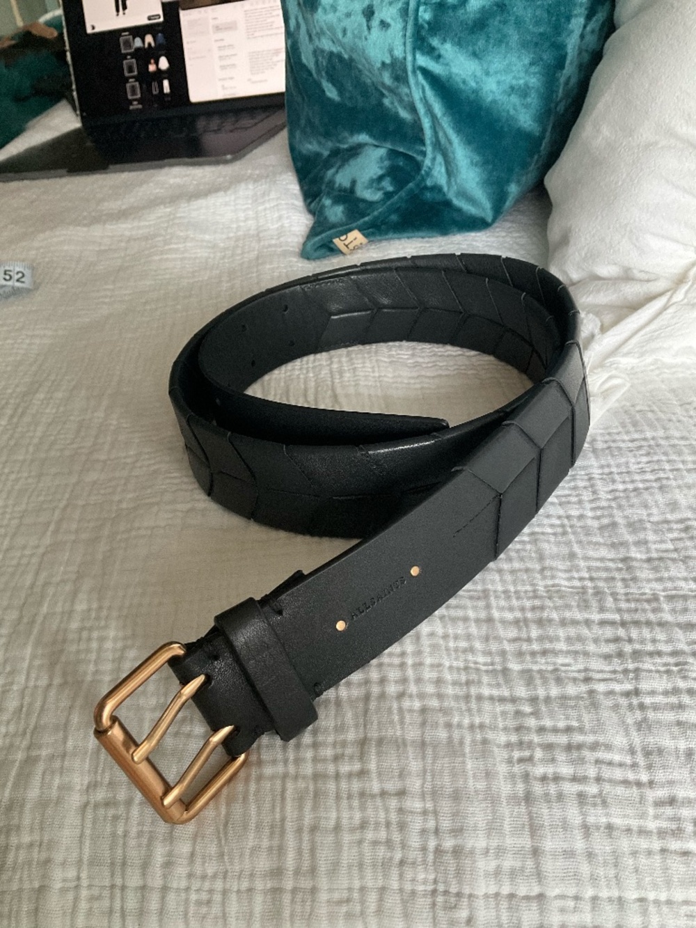 All Saints Black Textured Leather Belt